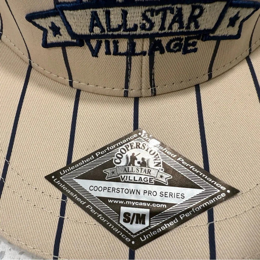 Copperstown All Star Village Pro Series Pinstripe Beige/Blue Baseball Hat S/M
